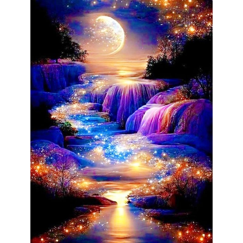 Art Craft Night - SDOYUNO DIY Diamond Painting Landscape Waterfall