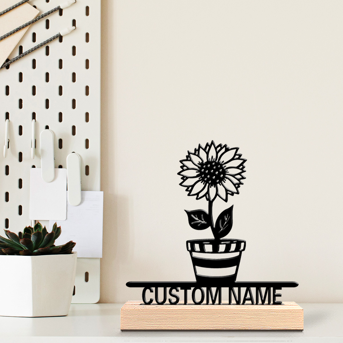 Art Craft Us - 1pc Simple flower Customized Name Metal
