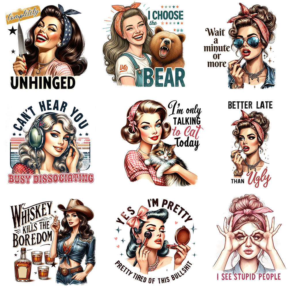 Art Craft Quotes - Funny Retro Girls Patches Heat Transfer