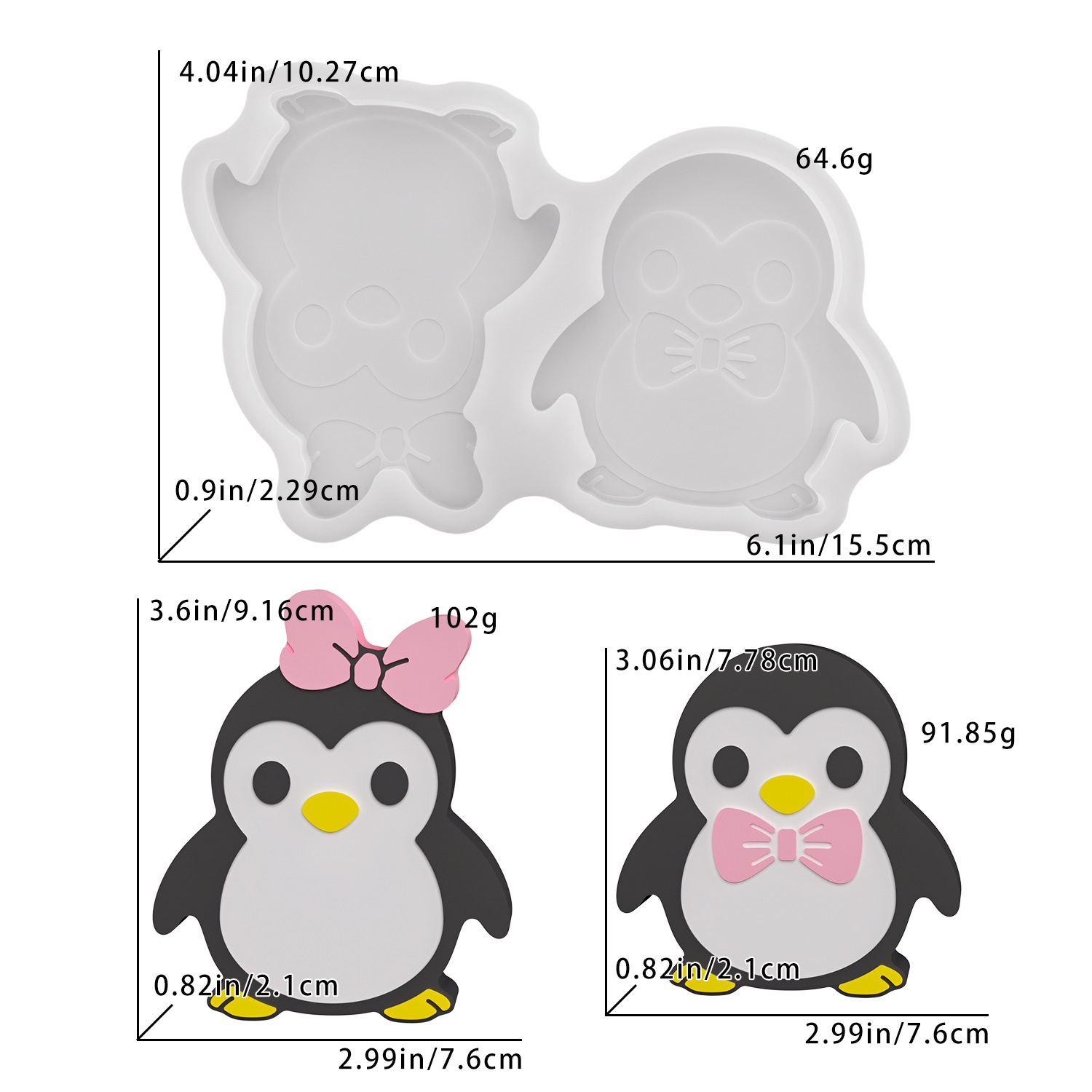 Art Craft Model - DIY Penguin Couple Figurine Resin Mold