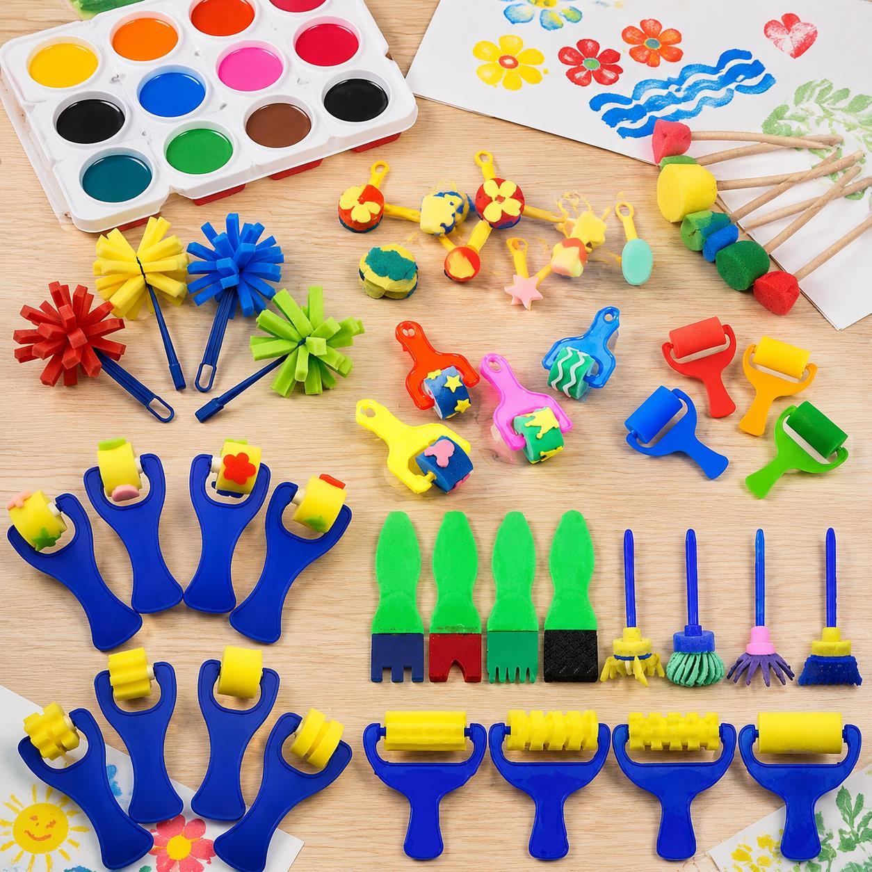 Art Craft Workshop - Bulk Painting Sponge & Brush Bundle