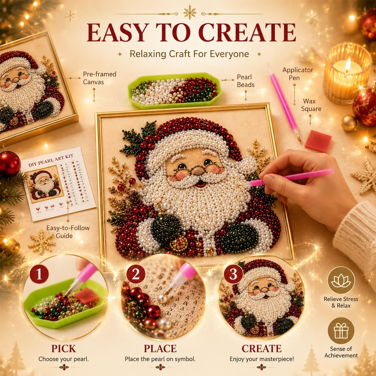 DIY Christmas Pearl Diamond Pa - Art Craft For Christmas recension och pris