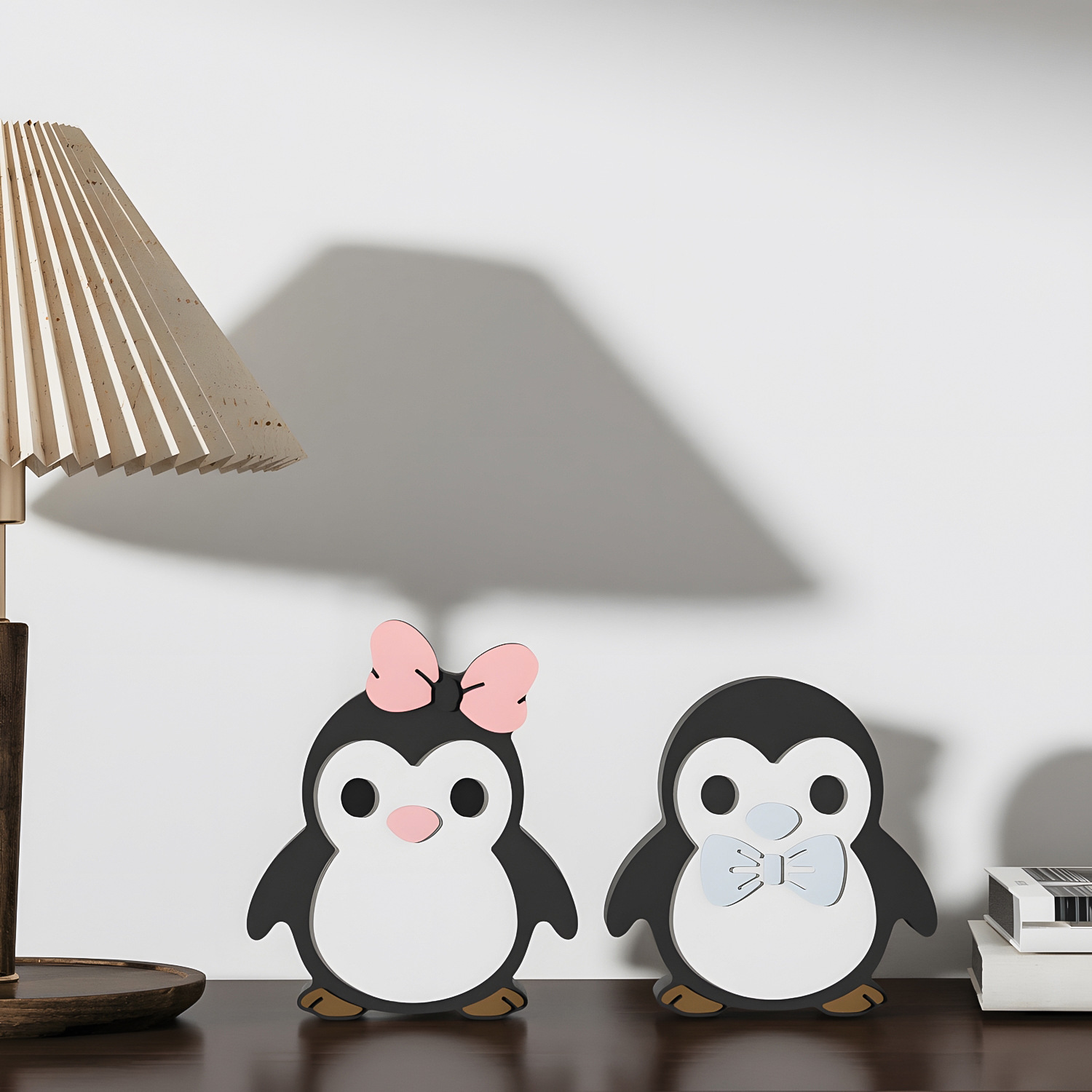 DIY Penguin Couple Figurine Re - Art Craft Model recension och pris