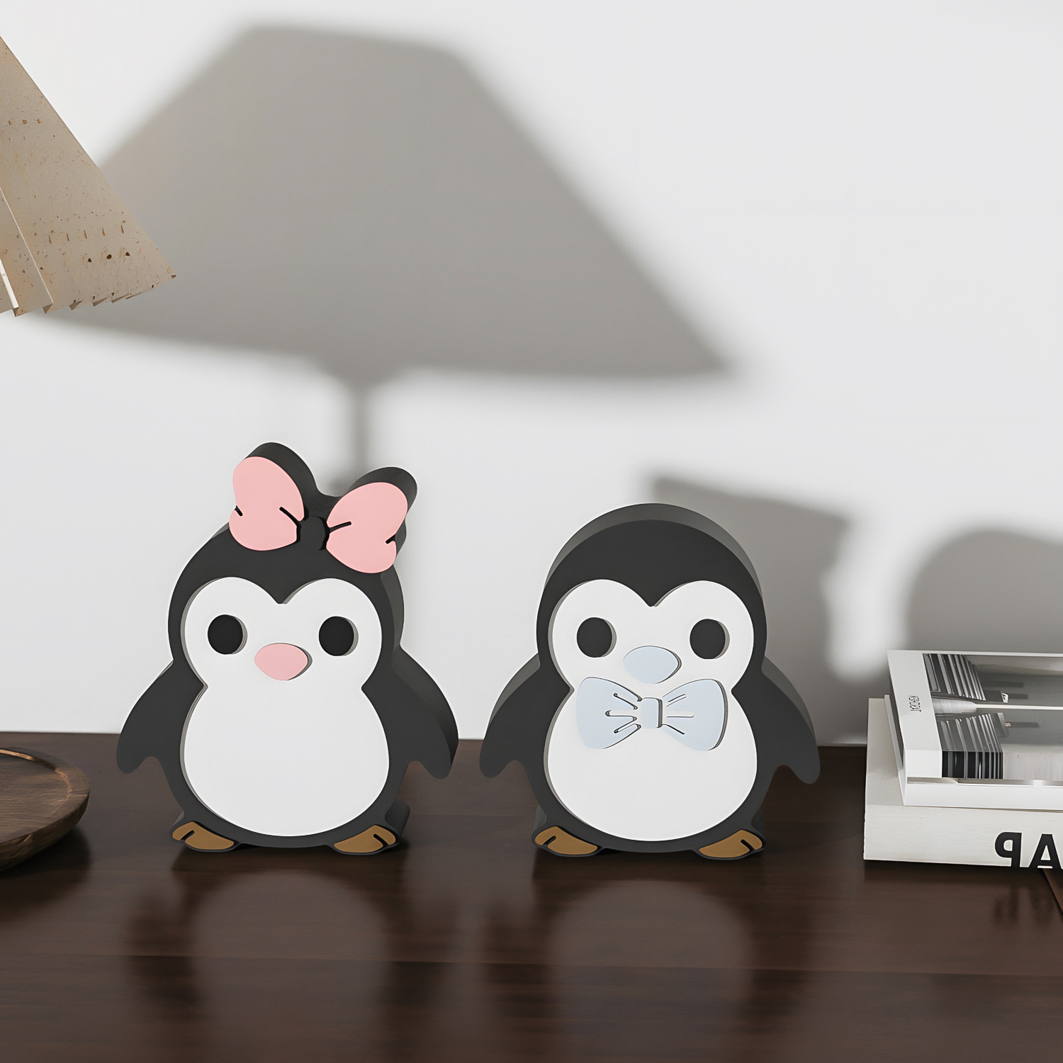 DIY Penguin Couple Figurine Re - Art Craft Model recension och pris