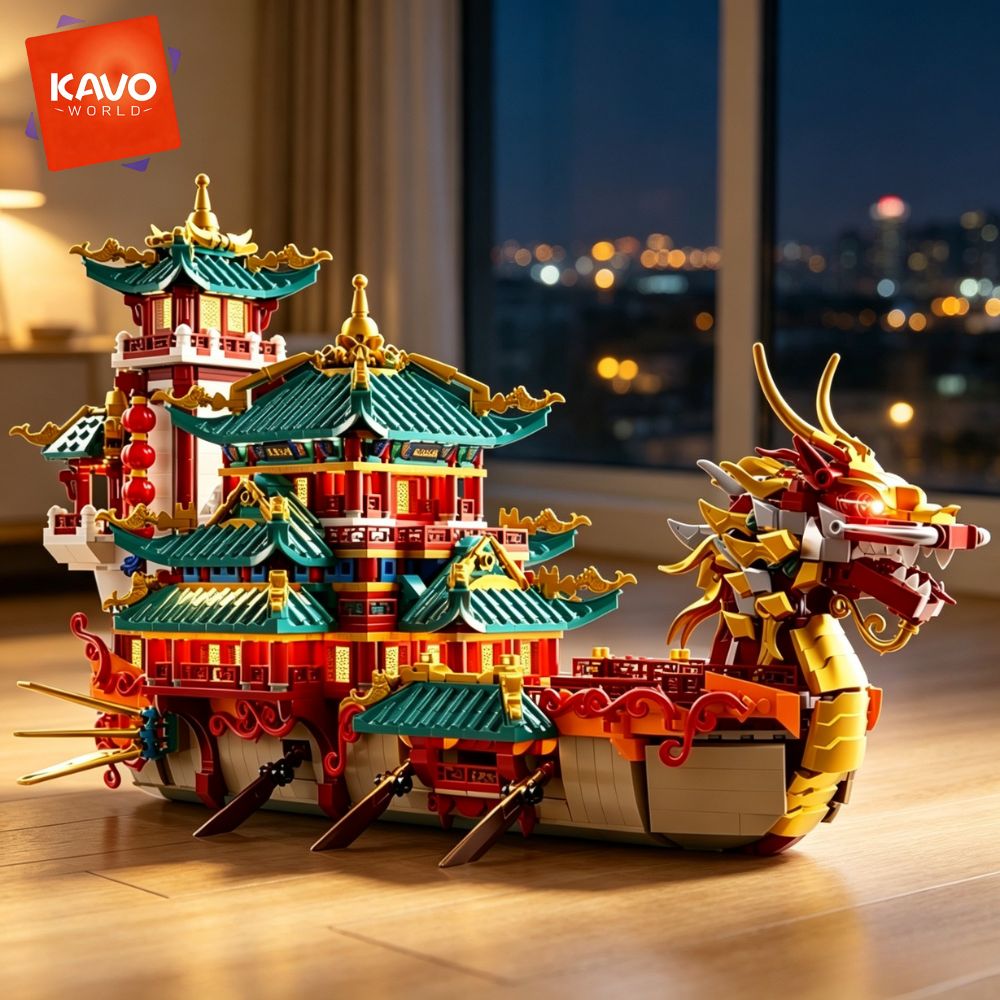 KAVOWORLD 2453pcs Dragon Boat  - Art Craft Meaning recension och pris