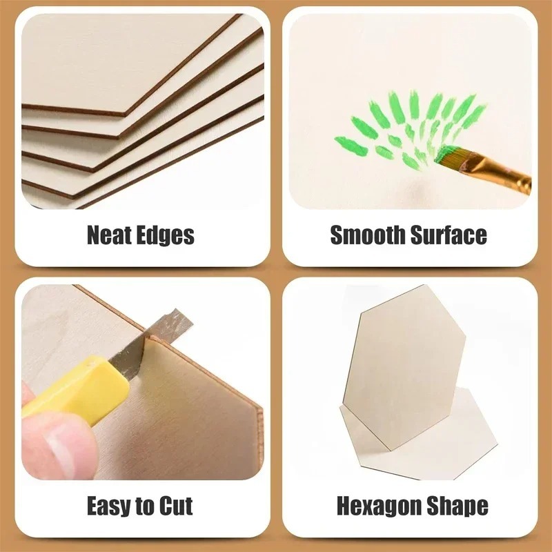 10-120mm Wooden Hexagon Blank  - Art Craft For Christmas recension och pris