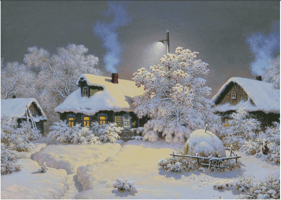 Winter village Embroidery Snow - Art Craft Village recension och pris